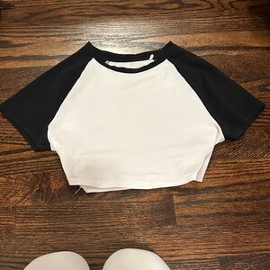 Black and White Raglan Crop Top